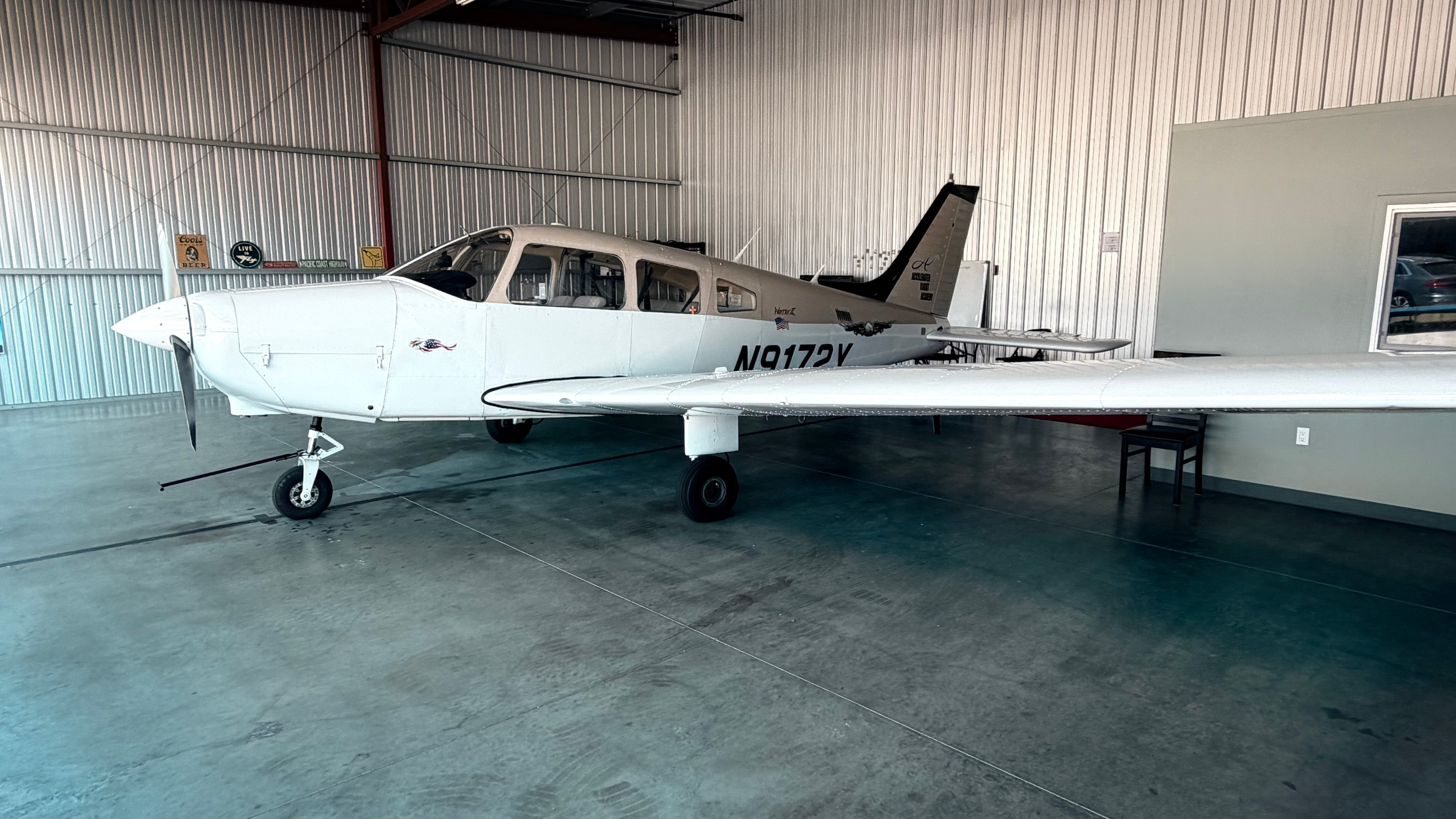 Piper Cherokee cockpit panel and instruments at Van Nuys Airport